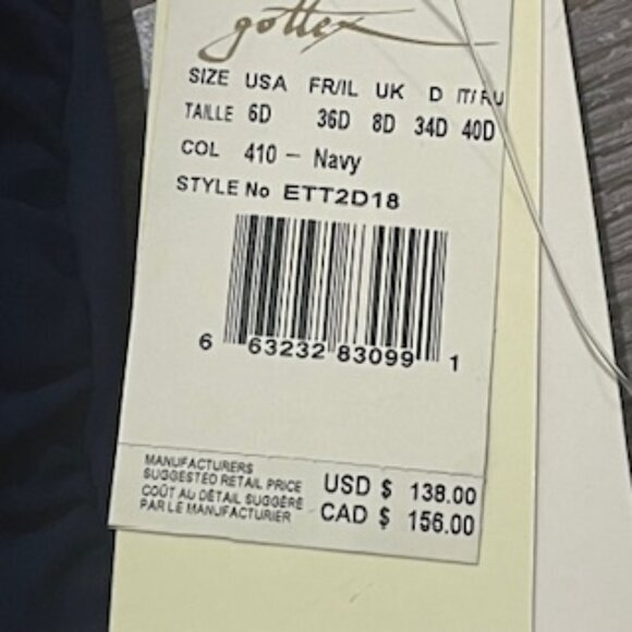 NEW Profile By Gottex One Piece Swimsuit Navy Blue Ruched Women’s Size‎ 6D NWT - Picture 6 of 12